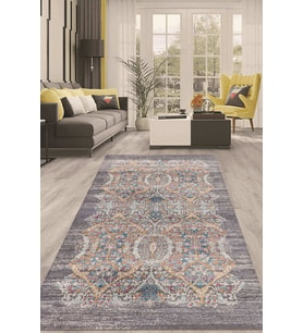 Dijital Kaymaz Taban Yıkanabilir Modern Renkli Salon Halısı Mutfak Halısı Yolluk ND-HT-754 (Gri)