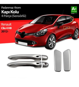 Renault Clio Uyumlu 4 Hatchback Krom Kapı Kolu 4 Kapı 2012 Üzeri Sensörlü