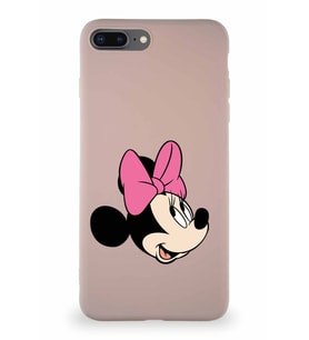 Apple iPhone 8 Plus Soft Premier Kapak Minnie Mouse-A Tasarımlı Silikon Kılıf - Pudra (Şeffaf)