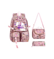 Kawaii Kore Tarzı Twil Kumaş Desenli Sırt Çantası,Beslenme Çantası Ve Kalemlikli Üçlü Set
