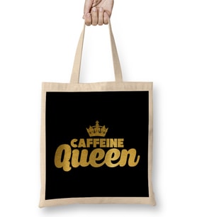 Cute & Funny Caffeine Queen Coffee Addicts Bez Çanta Uzun Saplı