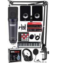 Midex İmpressive Paket-6 Stüdyo Ekipmanları Seti (Monitör Mikrofon Ses Kartı Kulaklık Midi Klavye Pad Controller)