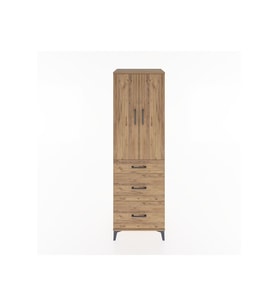 Hyperion Dolap Tek Raflı 3 Çekmeceli Tek Askılı 60x44x195 Çam-Çam