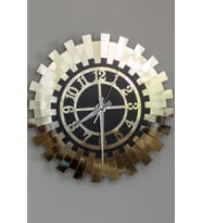 Modern Gold Güneş Duvar Saati Dekoratif Türk Rakamlı Mdf Üzeri Aynalı Pleksi 40x40 Cm