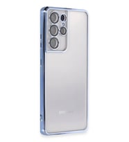 Newface Samsung Galaxy S21 Ultra Kılıf Razer Lensli Silikon - Açık Mavi