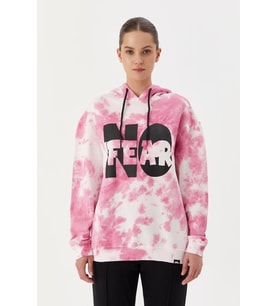 No Fear Kadın Sweatshirt Oversize Kapüşonlu Pembe Batik 72480