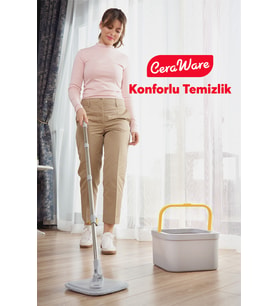 Kare Mop Temizlik Seti + 2 Yedek Bez, Hijyenik ve Kolay Kullanım