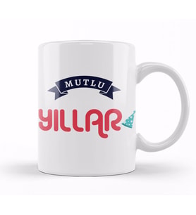 Yılbaşı Yeni Yıl Konseptli Mutlu Yıllar Hediye 01 Kupa Bardak Porselen