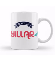 Yılbaşı Yeni Yıl Konseptli Mutlu Yıllar Hediye 01 Kupa Bardak Porselen