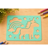 3D Baskı Unicorn ve Gökkuşağı Çizim Şablonu - Desen Kalıbı - Mint