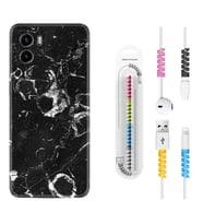 Vivo Y15S Y32 Y33S Y51 Y53S Kılıf Kablo Koruma Spiral Silikon Black Hole Marble 1387