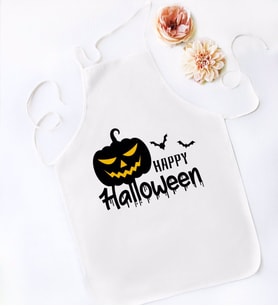 BK Gift Happy Halloween Tasarımlı Beyaz Mutfak Önlüğü-6
