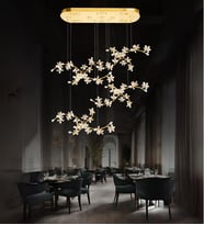 Mirante 4'lü Sıralı Yemek Masası Avize Taşlı Spot Lambalı Avize (Gold)