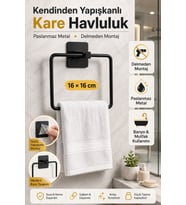 Kendinden Yapışkanlı Siyah Kare Havluluk Paslanmaz Metal