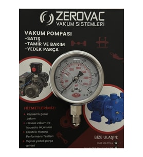 0-250 Bar Ø52 Mm Alttan Bağlantılı Gliserinli Manometre