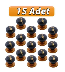 15 Adet Asya Kulp Siyah Polimer Düğme Kulp Bakır Tabla Mobilya Mutfak Dolabı Çekmece Kulbu Kulpları