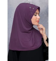 Violet Pratik Hazır Geçmeli Tesettür Eşarp Sandy Kumaş Elişi Çiçek İşlemeli Pullu 1604_21