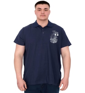 Mode XL Büyük Beden Erkek T-Shirt Polo Sail Boat U25302 Indigo