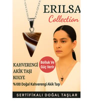 Sertifikalı Piramit Model Kahverengi Akik Taşı Kolye - Bolluk ve Güç Veren Doğal Taş Takı (Çok Renkli)