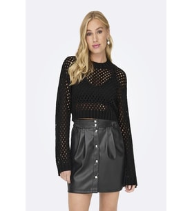 ONLSMILLA SHORT PULLOVER L/S KNT NOOS (Siyah)
