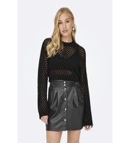ONLSMILLA SHORT PULLOVER L/S KNT NOOS (Siyah)