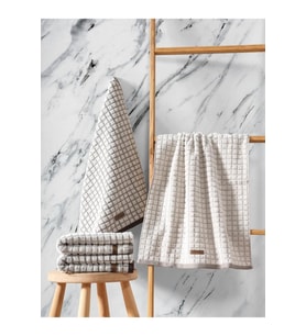 Cotton Box Jakarlı 50x90 4'lü Havlu Seti Nature Kahve Bej