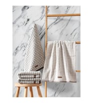 Cotton Box Jakarlı 50x90 4'lü Havlu Seti Nature Kahve Bej