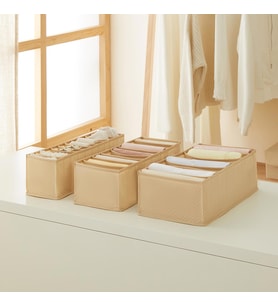 Ocean Home Textile 3'lü Bölmeli Bej Balıksırtı Çekmece Düzenleyici Set