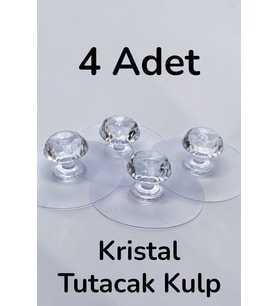 4 Adet Şeffaf Kristal Başlıklı Kendinden Yapışkanlı Çekmece Kulpu