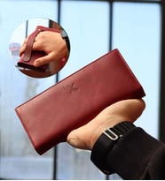 Hakiki Deri Unisex Portföy Cüzdan (Kırmızı)