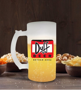 BK Gift Kişiye Özel Bira Logolu Buzlu Cam Bira Bardağı 50cl-3 (Beyaz)
