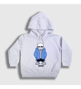 Presmono Unisex Çocuk Beyaz Blue Coat Sans Undertale Kapüşonlu Sweatshirt 32628tt (Beyaz)