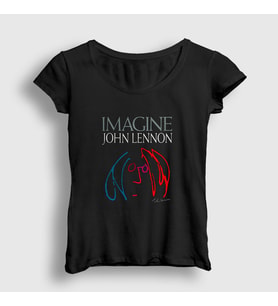 Presmono Kadın Siyah Icon Beatles John Lennon T-Shirt 34808tt