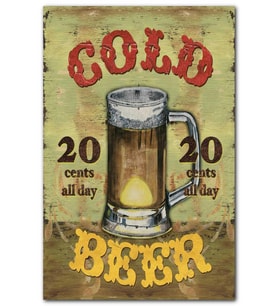 Cakatablo Vintage Soğuk Bira Her Gün 20 Sent MDF Tablo