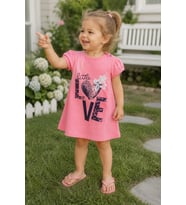 Little Love %100 Pamuk Penye Kız Çocuk Yazlık Elbise 229199