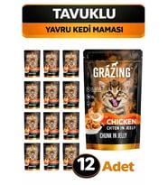 12li Yavru Kedi Yaş Maması Tavuklu Sağlıklı Gelişim sağlar 85 gr x 12 Adet