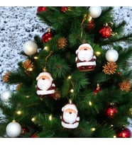 VIP DELUXE 3 ADET 8 CM PARLAK SİMLİ KIRMIZI NOEL BABA YILBAŞI AĞACI SÜSLERİ NOEL AĞACI SÜSLERİ