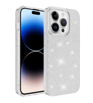 Apple iPhone 14 Pro Max Kılıf Zore Shining Simli Silikon Kılıf (Gümüş)