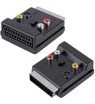 Powermaster Scart Erkek Dişi - Rca - S-Video Anahtarlı Çift Yönlü AV Görüntü Ses Çevirici Adaptör (21 Pin)