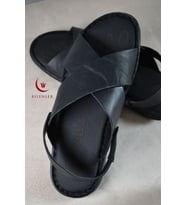 Erkek Çapraz Model Yumuşak Taban Sandalet&Terlik Hac, Umre ve Günlük Kullanıma Uygun (Siyah)