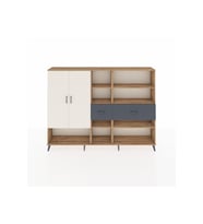 Arges Dolap 10 Raflı 2 Çekmeceli 2 Kapaklı 220x30x163 Çam-Aytaşı/Antrasit