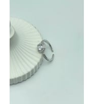Çelik Silver Tek Taş Ayarlanabilir Yüzük - 25yzk142