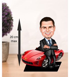 KİŞİYE ÖZEL KARİKATÜR ferrarili adam BİBLOSU