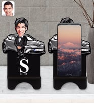 BK Gift Kişiye Özel Plakalı Erkek Toyota C-HR Karikatürlü Ahşap Biblo Telefon Standı-1
