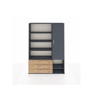 Arges Dolap 9 Raflı 3 Çekmeceli Tek Kapaklı  132x30x195 Antrasit-Antrasit/Çam