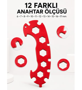 Kompakt Çok Amaçlı Bisiklet Anahtarı 12 Ölçülü Taşınabilir Bisiklet Bakım Aleti