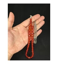 SEVGİLİYE ÖZEL HEDİYE TOZ KEHRİBAR TESBİH BAL RENKLİ KAPSÜL KESİM 11MMX9MM H-1578.
