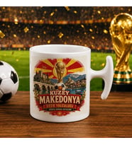BK Gift Kuzey Mekadonya Taraftar Temalı Dünya Futbol Kupası Tasarımlı Hammer Kupa Bardak-2