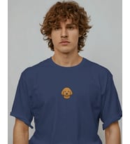 Goldendoodle Köpek Baskılı Unisex Oversize Tişört – Minimal Sevimli Poodle Mix Tasarım (Lacivert)