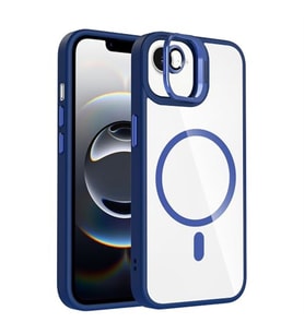 Coverzone iPhone 16E ile Uyumlu Z-Etro MagSafe Wireless ?arj Destekli, G��l� Manyetik Tutucu, Stand Olabilen, Kamera Lens Hediyeli Koruyucu K?l?f Lacivert
